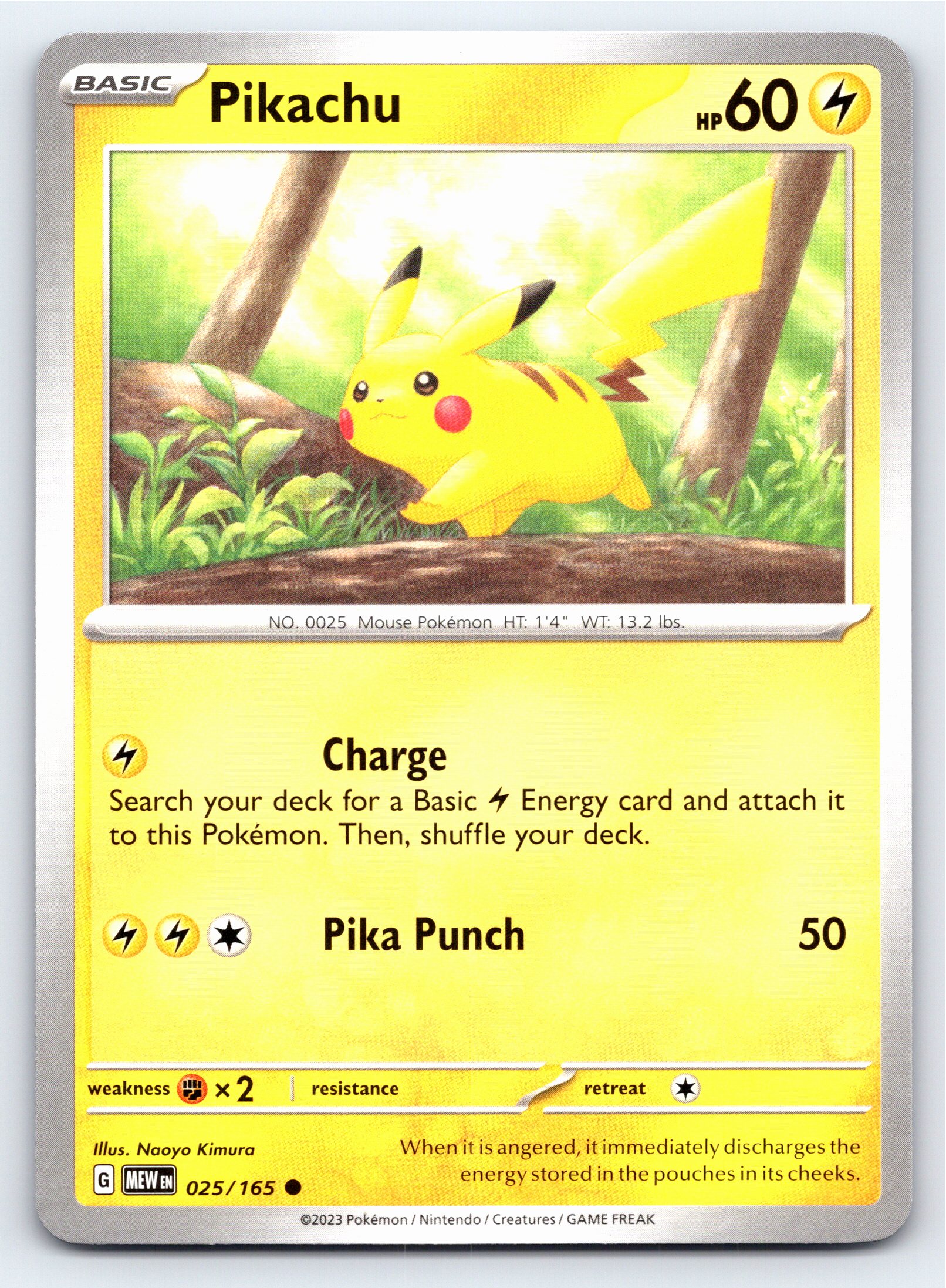Pikachu 025/165 Common Scarlet & Violet 151 Pokemon Card - NM Near